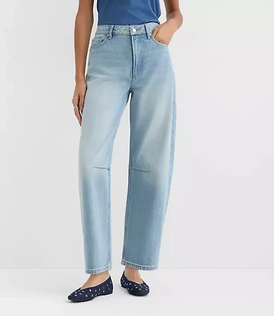 Rivete Tall Curvy High Rise Barrel Jeans Light Wash