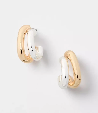Mixed Metal Open Hoop Earrings