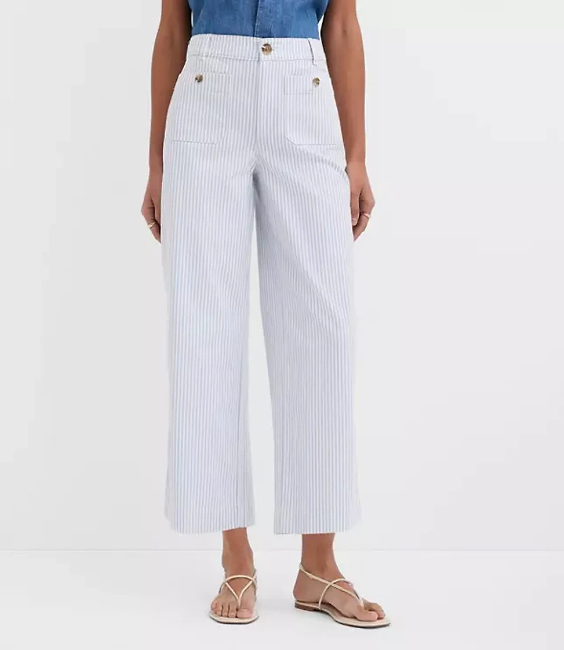 Petite Palmer Wide Leg Crop Pants in Stripe