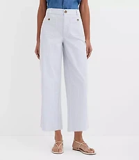 Petite Palmer Wide Leg Crop Pants in Stripe