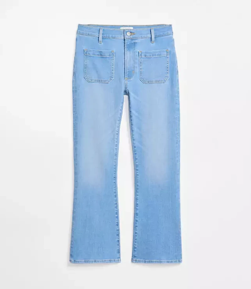 Rivete Petite Curvy Mid Rise Kick Crop Jeans Vintage Light Wash