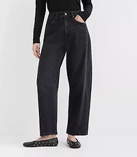 Rivete Petite Seamed High Rise Barrel Jeans Noir Wash