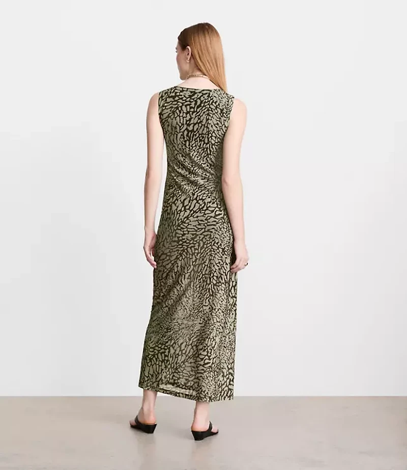 LOFT Versa Animal Print Mesh Maxi Dress