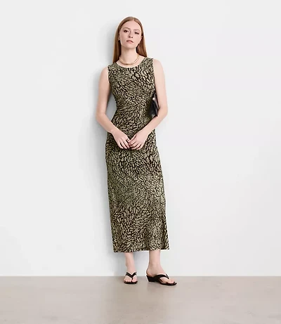 LOFT Versa Animal Print Mesh Maxi Dress