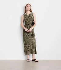 LOFT Versa Animal Print Mesh Maxi Dress