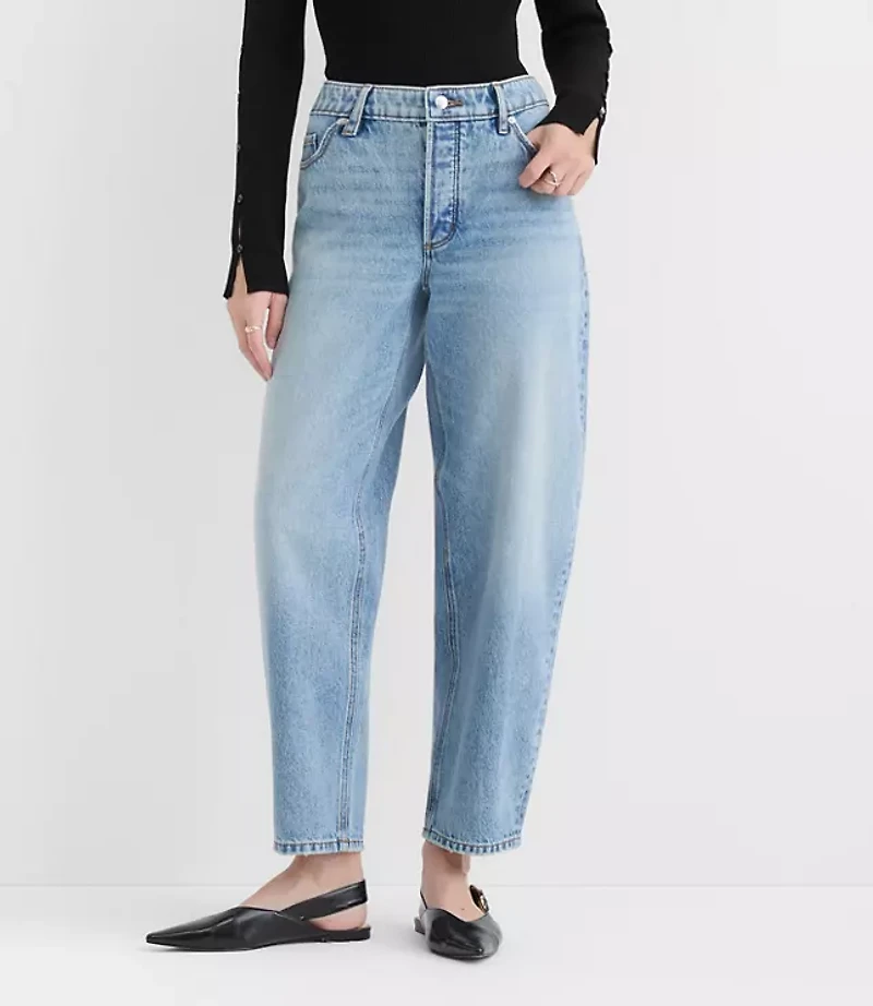 Rivete Tall Mid Rise Barrel Jeans Aura Wash