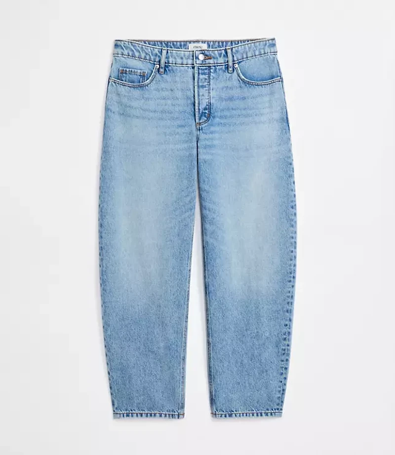 Rivete Tall Mid Rise Barrel Jeans Aura Wash