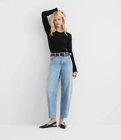 Rivete Tall Mid Rise Barrel Jeans Aura Wash