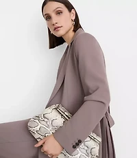Petite LOFT Versa Crepe Drape Back Pleated Belted Blazer