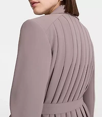 Petite LOFT Versa Crepe Drape Back Pleated Belted Blazer