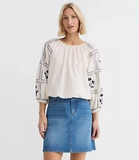 Petite Floral Embroidered Poplin Blouse