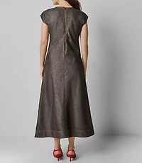 Lilla P Metallic Seamed Maxi Dress