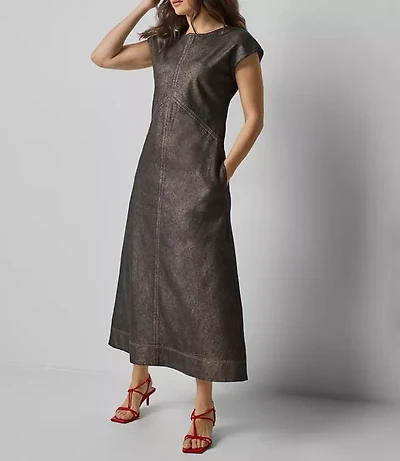 Lilla P Metallic Seamed Maxi Dress