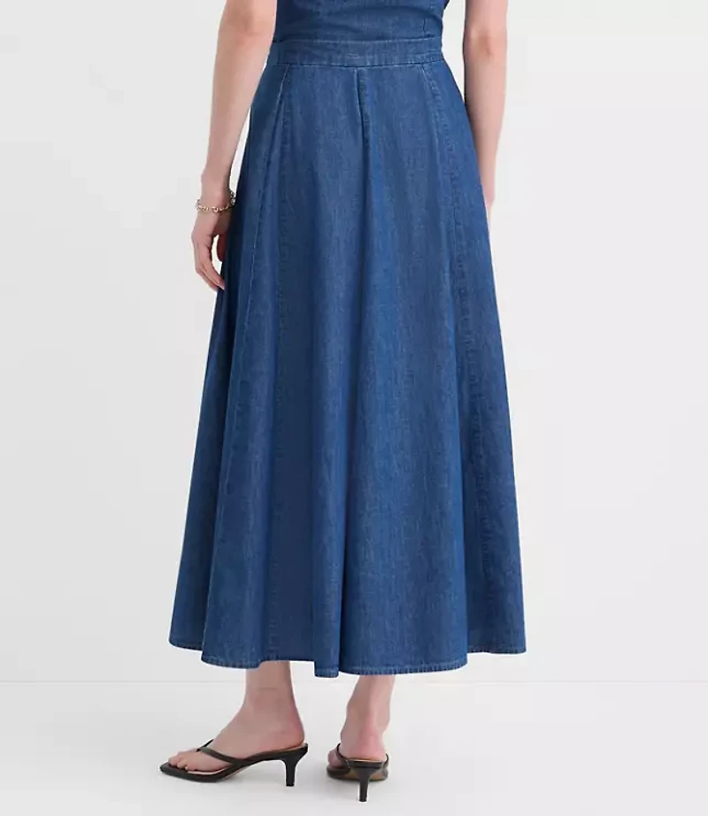 Chambray Godet Midi Skirt