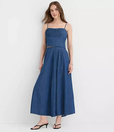 Chambray Godet Midi Skirt