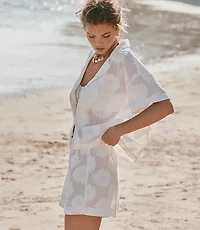 LOFT Beach Daisy Mesh Jacquard Shorts