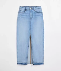 Rivete Tall Front Slit Denim Maxi Skirt Vintage Light Wash