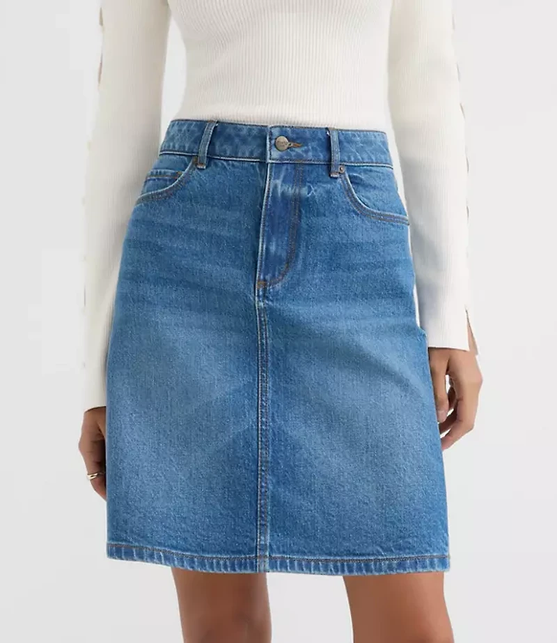 Rivete Tall Denim Skirt Vintage Mid Wash
