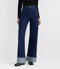 Rivete Tall Cuffed High Rise Wide Leg Jeans Nova Wash