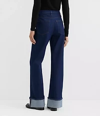 Rivete Tall Cuffed High Rise Wide Leg Jeans Nova Wash