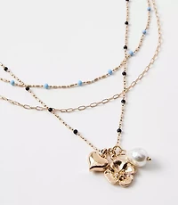 Pearlized Puffy Heart Layered Necklace Set