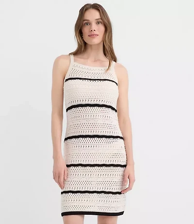 LOFT Beach Striped Pointelle Sweater Mini Swimsuit Coverup