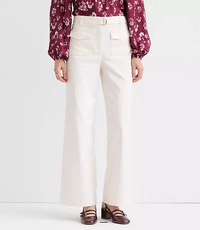 Curvy Belted Palmer Wide Leg Pants Pique