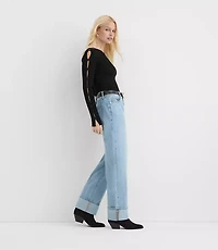 Rivete Tall Cuffed Mid Rise Relaxed Straight Jeans Light Wash