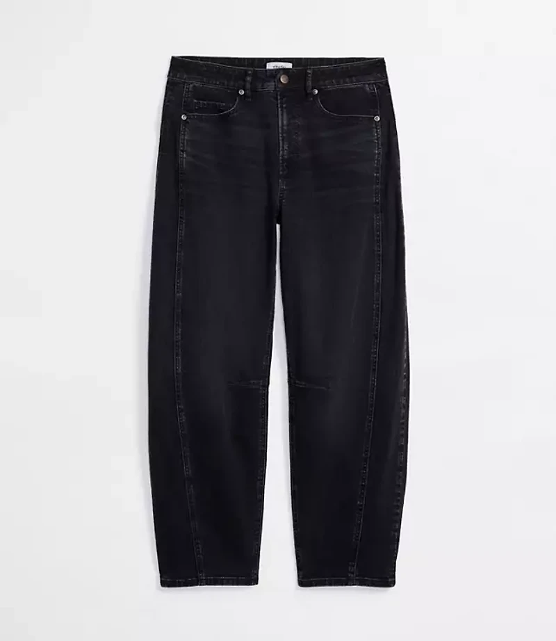 Rivete Petite Curvy Seamed High Rise Barrel Jeans Noir Wash