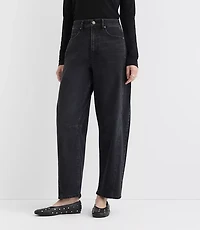 Rivete Petite Curvy Seamed High Rise Barrel Jeans Noir Wash