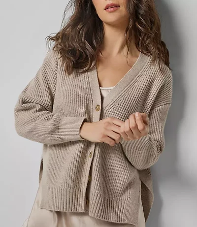 Lilla P Relaxed Side Vent Cardigan