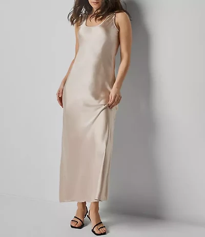 Lilla P Satin Bias Maxi Dress