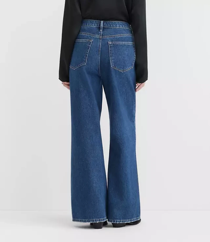 Rivete Tall Curvy High Rise Relaxed Wide Leg Jeans Mid Wash