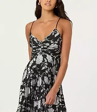 Astr The Label Saiorse Metallic Pleated Midi Dress