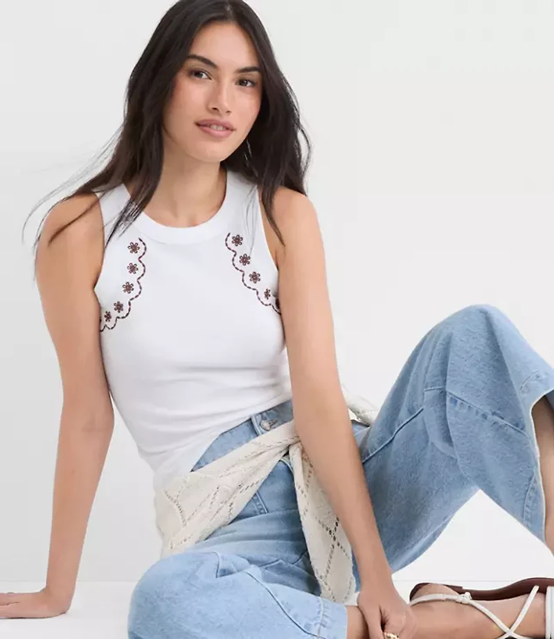 Floral Embroidered Perfect Tank