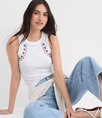 Floral Embroidered Perfect Tank