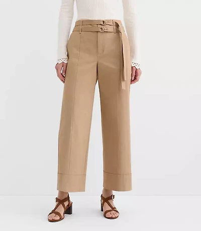 Curvy Double Belted Wide Leg Pants