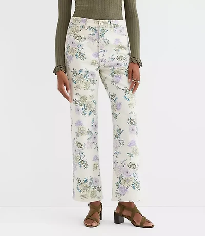 Petite Curvy High Rise Straight Jeans Floral