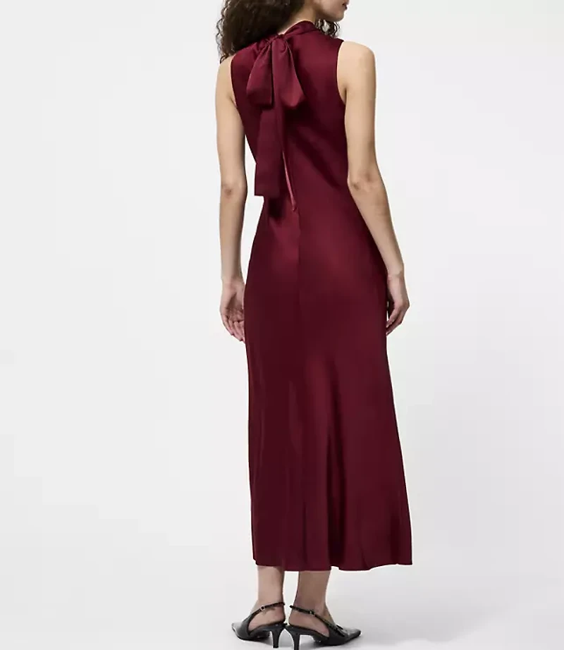 French Connection Ennis Satin Sleeveless Bow Midi Dress