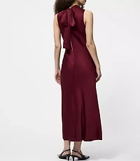French Connection Ennis Satin Sleeveless Bow Midi Dress
