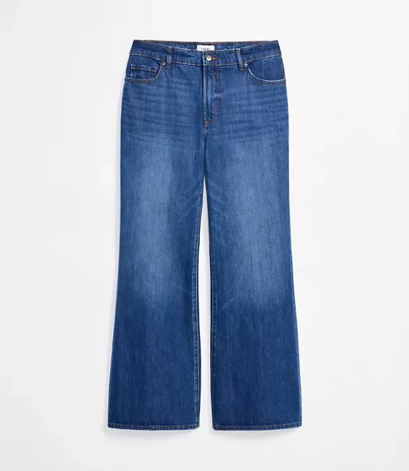 Rivete Tall Mid Rise Relaxed Flare Jeans Vintage Dark Wash