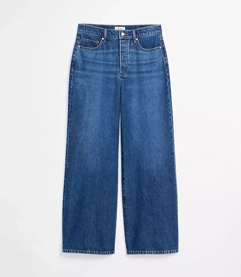 Rivete Tall High Rise Relaxed Wide Leg Jeans Mid Wash