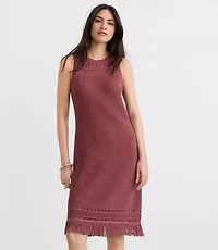 Fringe Pointelle Mini Sweater Dress