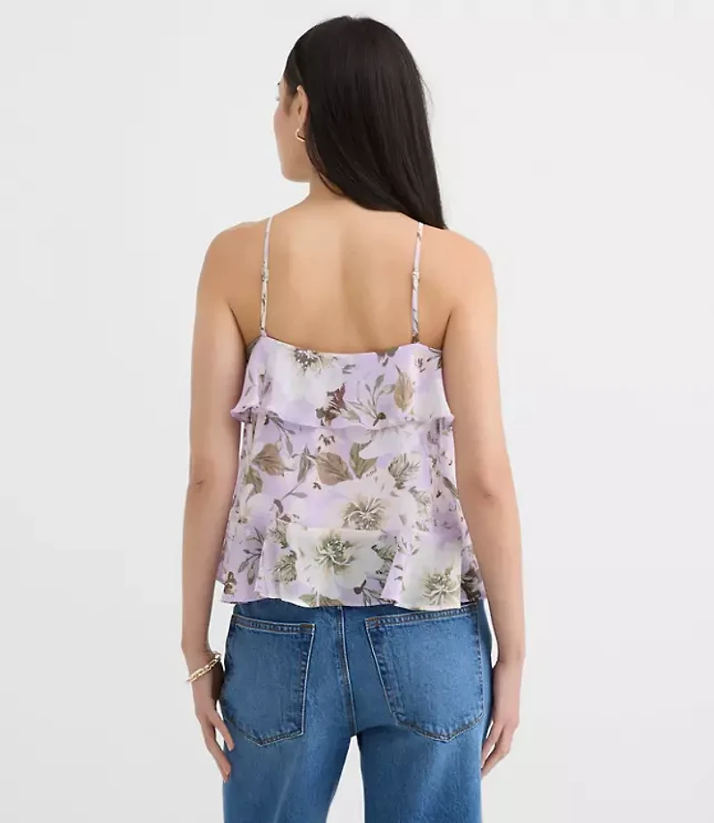 Petite Floral Tie Back Ruffle Strappy Cami