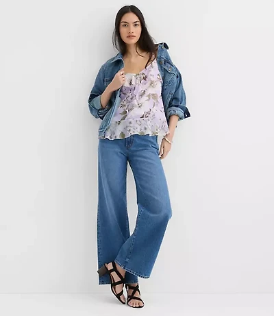 Petite Floral Tie Back Ruffle Strappy Cami