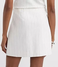 Petite Pinstripe Cotton Linen Modern Mini Skort