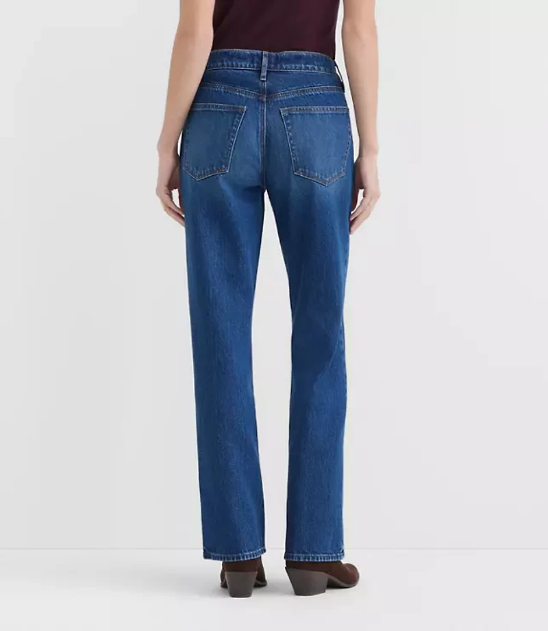 Rivete Tall Curvy Mid Rise Relaxed Straight Jeans Dark Wash