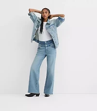 Rivete Tall Double Waisted High Rise Wide Leg Jeans Light Wash