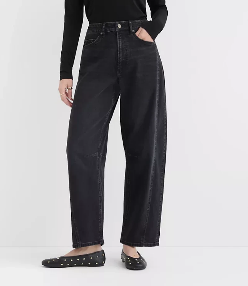 Rivete Tall Seamed High Rise Barrel Jeans Noir Wash