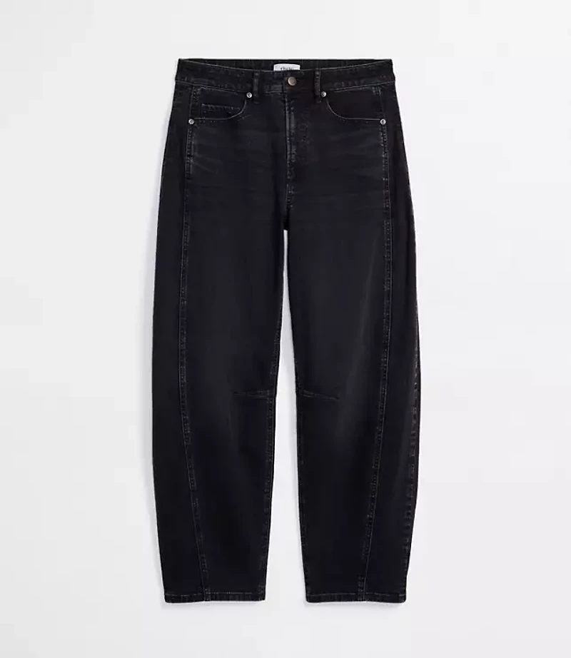 Rivete Tall Seamed High Rise Barrel Jeans Noir Wash